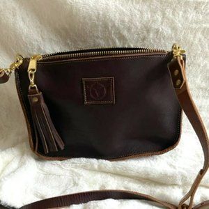 Coastal Hillbilly Leather Mocha Color Crossbody Bag
